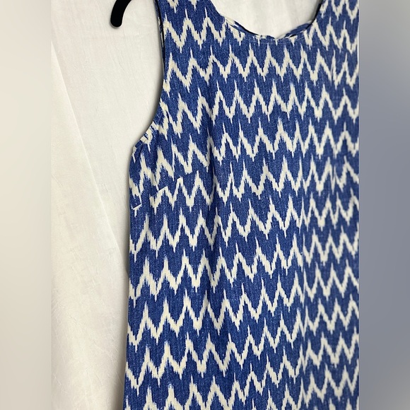 3/$20 💥 J.Crew Blue and White Linen Cotton Blend A-Line Sleeveless Dress Small - Picture 6 of 17